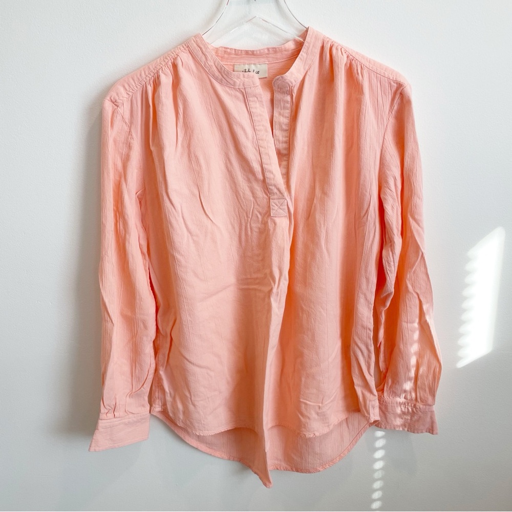 Style & Co Peach Pink Tunic Long Sleeve Blouse Shirt Top